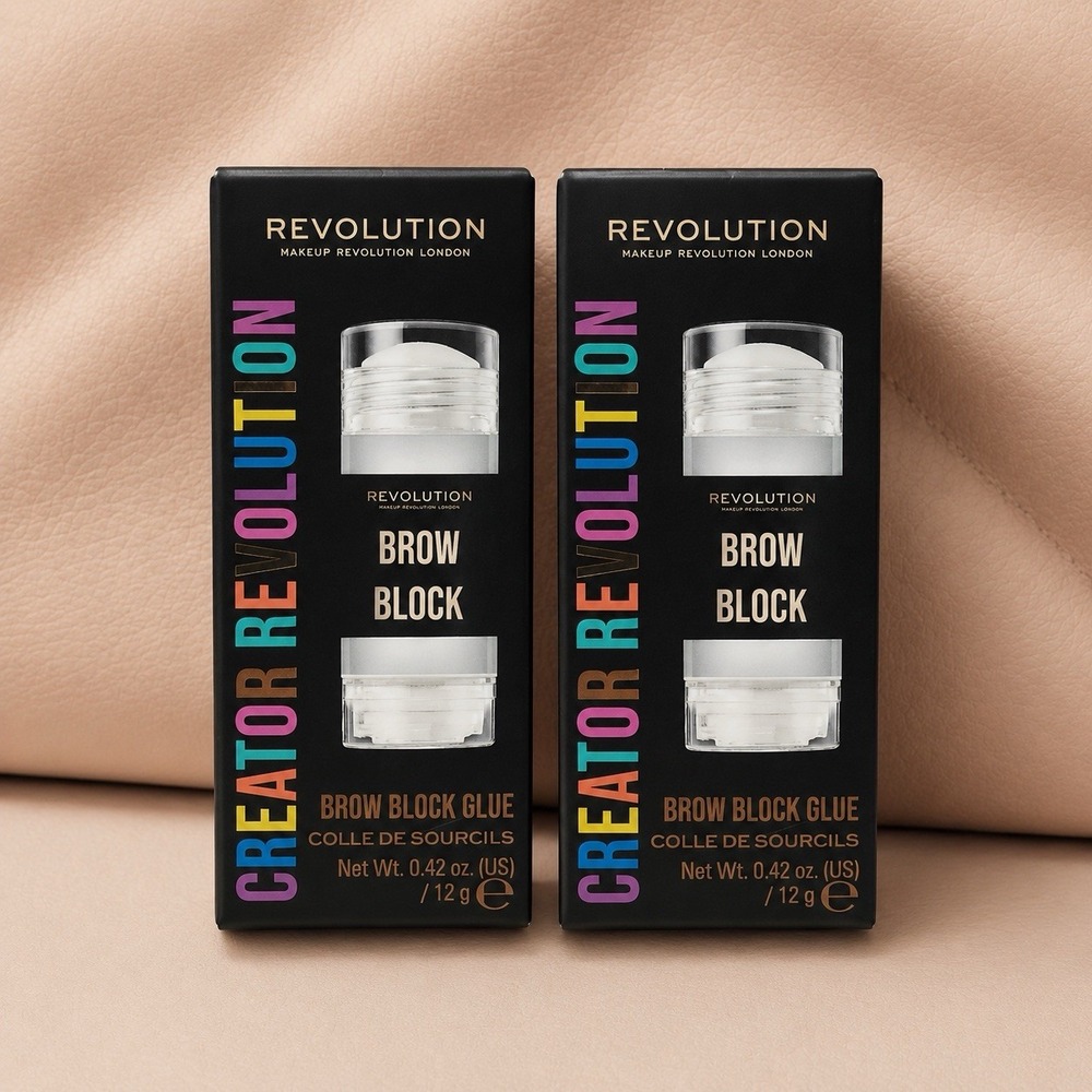 Makeup Revolution Brow Block Glue Clear Brow Styling Wax 0.42 oz 2-Pack New